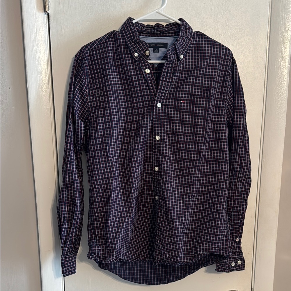 Tommy Hilfiger Men's Dark Blue Checkered Shirt